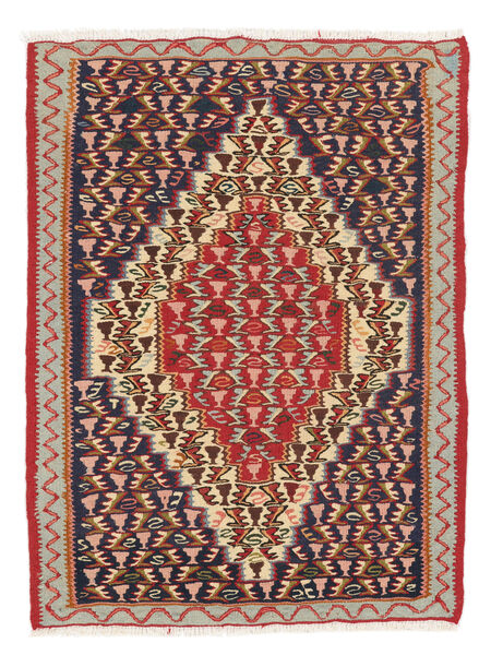  Kelim Senneh Fine Vloerkleed 75X100 Perzisch Wol Donkerrood/Zwart Klein Carpetvista