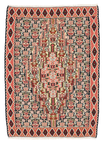 78X109 Kelim Senneh Fine Matta Orientalisk Svart/Röd (Ull, Persien/Iran) Carpetvista