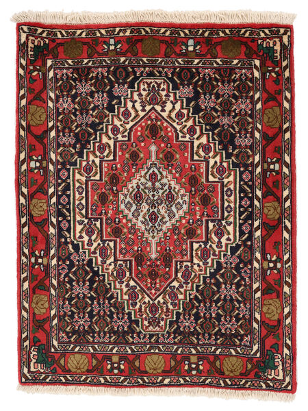  Senneh Rug 76X100 Persian Wool Black/Dark Red Small Carpetvista