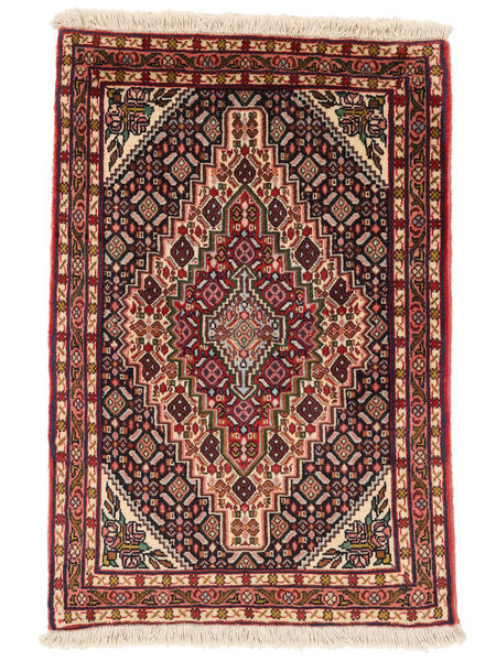 Senneh Tæppe 70X101 Sort/Mørkerød Uld, Persien/Iran Carpetvista