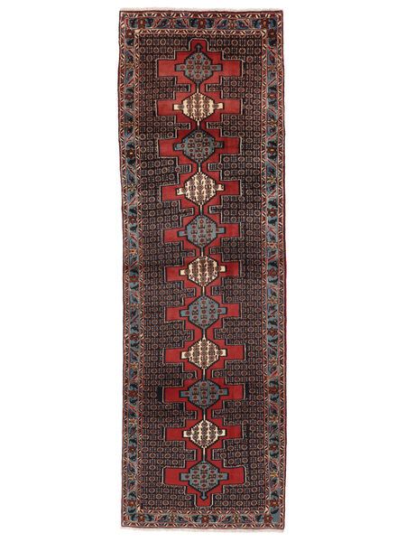 Senneh Rug Rug 91X285 Runner
 Black/Dark Red Wool, Persia/Iran Carpetvista