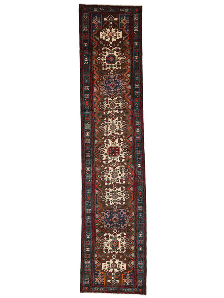 90X394 Hamadan Rug Oriental Runner
 Black/Dark Red (Wool, Persia/Iran) Carpetvista