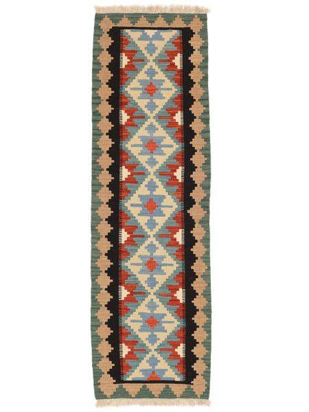  Kilim Ghashghai Tappeto 63X202 Persiano Verde Scuro/Nero Piccolo Carpetvista