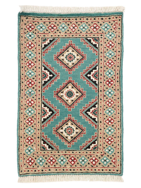  Pakistan Bukara 2Ply Alfombra 62X95 De Lana Marrón/Verde Pequeño Carpetvista