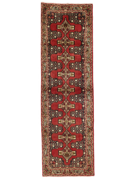 92X305 Alfombra Senneh Oriental De Pasillo Rojo Oscuro/Negro (Lana, Persia/Irán) Carpetvista