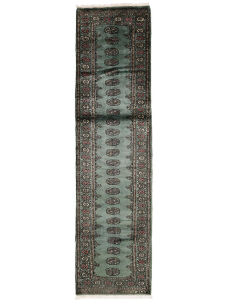  80X307 Pakistan Bokhara 3Ply Vloerkleed Tapijtloper Zwart/Groen Pakistan Carpetvista