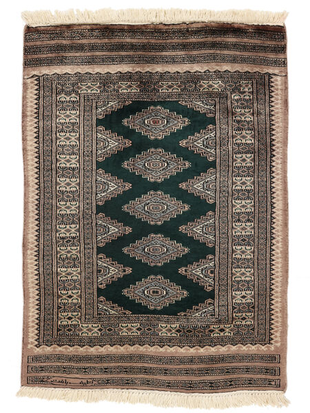  파키스탄 보카라 3Ply 러그 79X110 울 갈색/검정색 소 Carpetvista