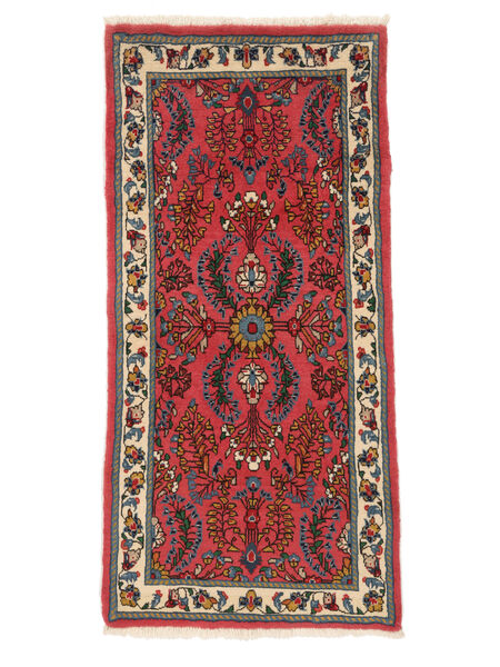  63X138 Sarough Vloerkleed Donkerrood/Zwart Perzië/Iran Carpetvista