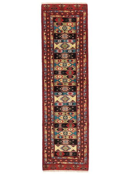  Oriental Turkaman Rug 84X302 Runner
 Dark Red/Black Wool, Persia/Iran Carpetvista