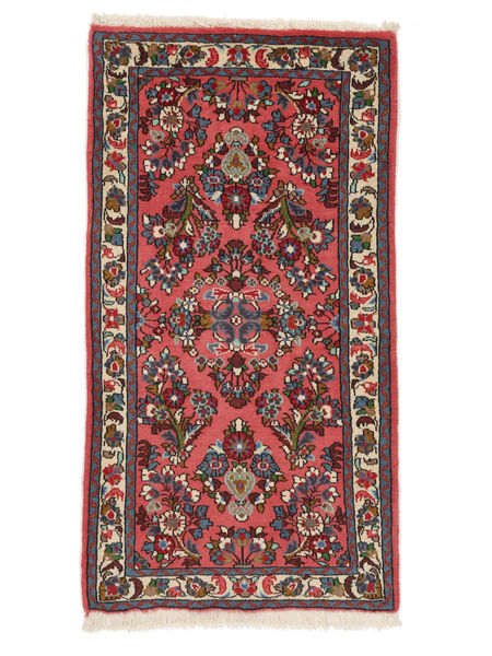 67X130 Sarough Vloerkleed Oosters Donkerrood/Zwart (Wol, Perzië/Iran) Carpetvista