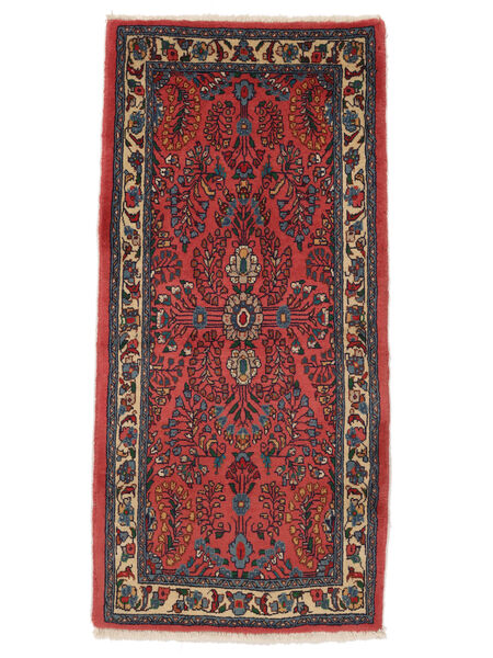  Oosters Sarough Vloerkleed 67X140 Donkerrood/Zwart Wol, Perzië/Iran Carpetvista