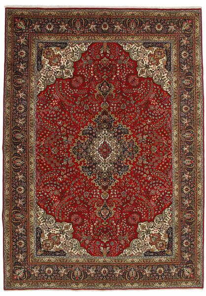  253X347 Tabriz 40 Raj Covor Negru/Dark Red Persia/Iran
