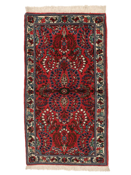 66X128 Sarough Matta Orientalisk Svart/Mörkröd (Ull, Persien/Iran) Carpetvista