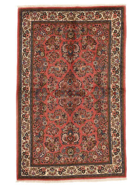  Oosters Sarough Fine Vloerkleed 131X207 Donkerrood/Zwart Wol, Perzië/Iran Carpetvista