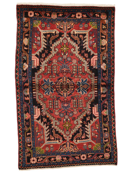 95X155 Nahavand Old Teppich Orientalischer Schwarz/Dunkelrot (Wolle, Persien/Iran) Carpetvista