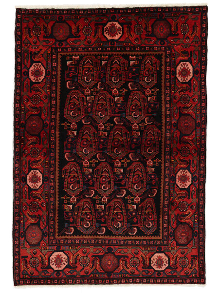  Nahavand Old Vloerkleed 149X210 Perzisch Wol Zwart/Donkerrood Klein Carpetvista