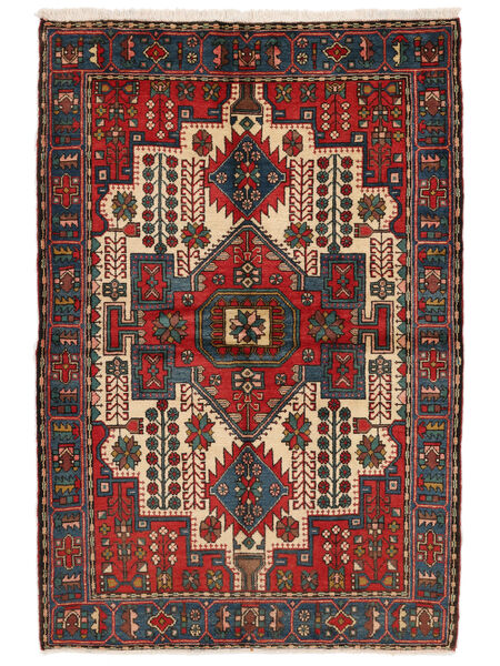  Nahavand Old Rug 140X206 Persian Wool Black/Dark Red Small Carpetvista