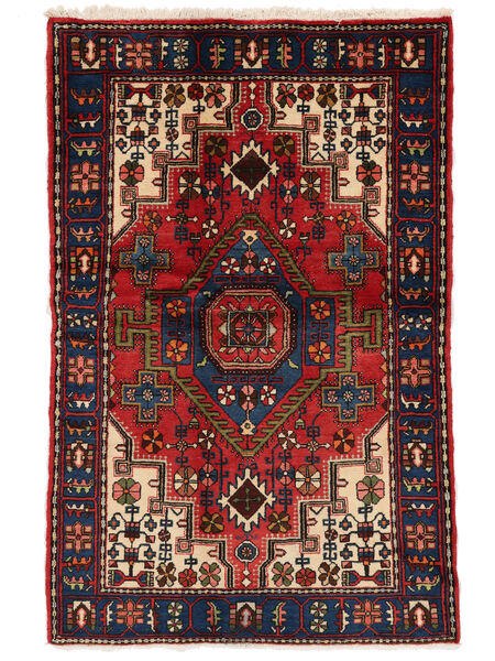  Nahavand Old Vloerkleed 127X199 Perzisch Wol Zwart/Donkerrood Klein Carpetvista