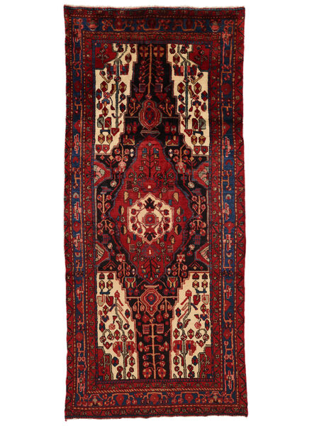  Nahavand Old Covor 135X305 Persan Lână Negru/Dark Red Mic Carpetvista