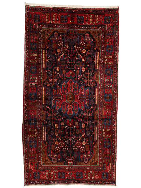 163X309 Nahavand Old Teppich Orientalischer Läufer Schwarz/Dunkelrot (Wolle, Persien/Iran) Carpetvista