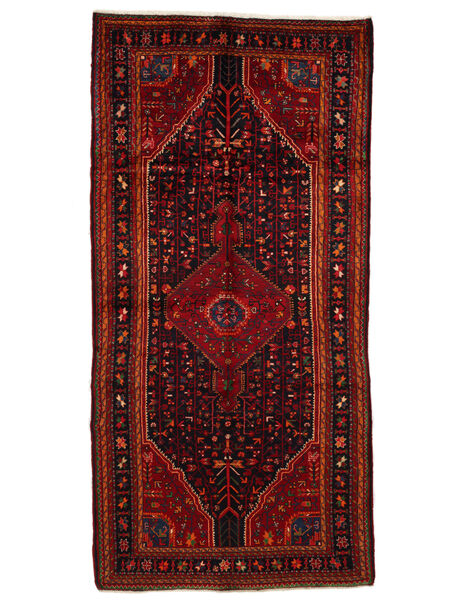 Alfombra Nahavand Old 160X326 De Pasillo Negro/Rojo Oscuro (Lana, Persia/Irán)