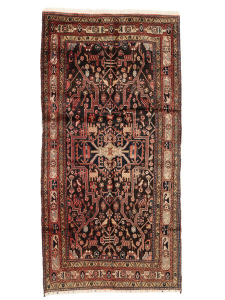  Persan Nahavand Old Covor 151X297 Negru/Dark Red Carpetvista