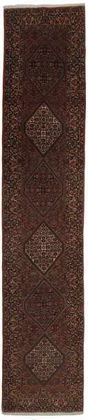 86X408 Bidjar Teppich Orientalischer Läufer Schwarz/Braun (Wolle, Persien/Iran)