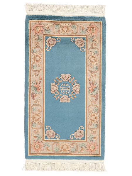  China 90 Line Alfombra 76X140 De Lana Azul Oscuro/Marrón Pequeño Carpetvista