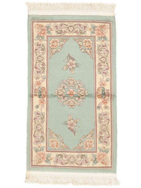 76X140 Kina 90 Line Matta Orientalisk Grön/Beige (Ull, Kina) Carpetvista