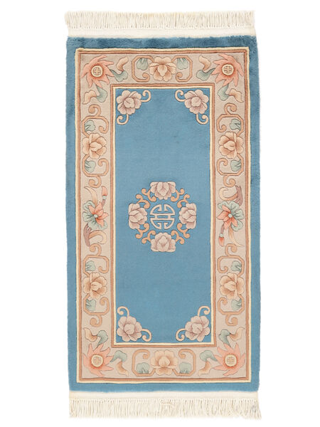  China 90 Line Covor 76X140 Lână Albastru Închis/Bej Mic Carpetvista