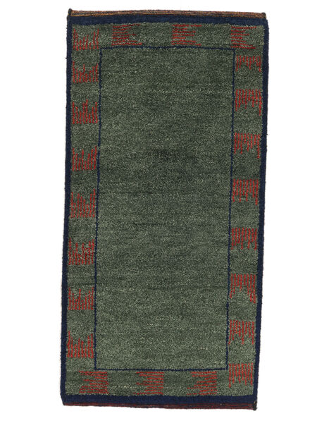  Gabbeh Rustic Tappeto 63X120 Persiano Di Lana Nero/Verde Scuro Piccolo Carpetvista