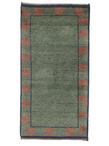 Tapete Gabbeh Rustic 60X117 Verde Escuro/Preto (Lã, Pérsia/Irão)