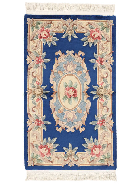  Oosters China 90 Line Vloerkleed 91X152 Donkerblauw/Beige Wol, China Carpetvista