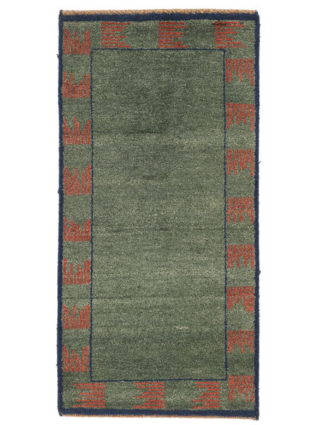 Alfombra Gabbeh Rustic 62X124 Verde Oscuro/Negro (Lana, Persia/Irán)