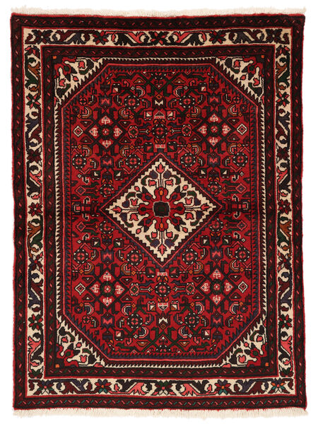  110X150 Hosseinabad Vloerkleed Zwart/Donkerrood Perzië/Iran Carpetvista