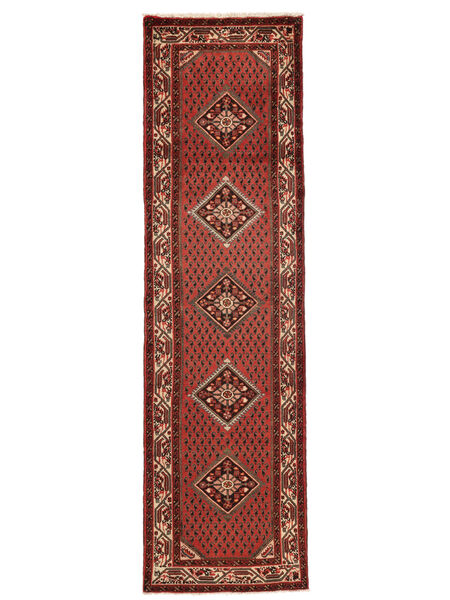 86X294 Hamadan Tæppe Orientalsk Løber Mørkerød/Sort (Uld, Persien/Iran) Carpetvista