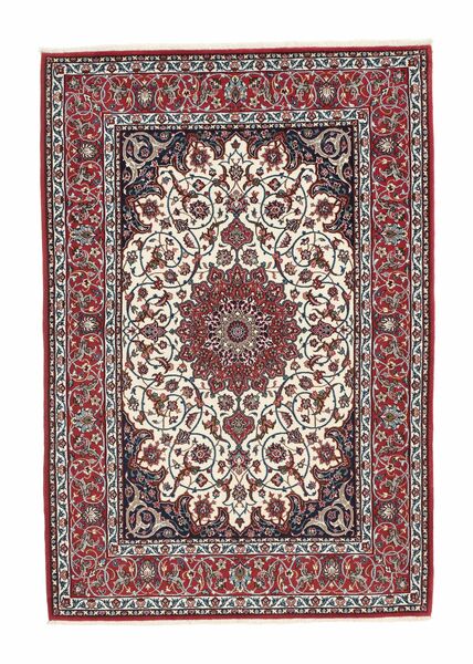 Tappeto Isfahan Ordito In Seta 110X163 Rosso Scuro/Nero (Lana, Persia/Iran)