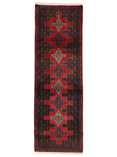 85X257 Tapete Oriental Senneh Passadeira Preto/Vermelho Escuro (Lã, Pérsia/Irão) Carpetvista