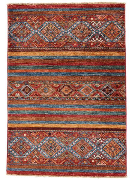  88X127 Striped Small Shabargan Rug Wool, Carpetvista