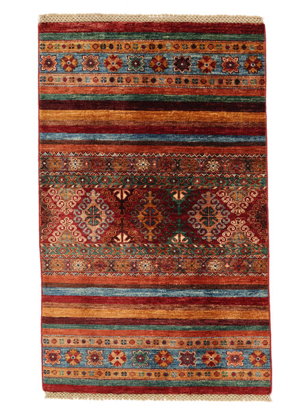 84X134 Shabargan Vloerkleed Modern Donkerrood/Zwart (Wol, Afghanistan) Carpetvista