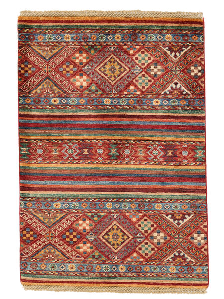  87X123 Striped Small Shabargan Rug Wool, Carpetvista