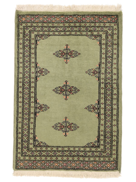  Pakistan Bokhara 2Ply 63X92 Uldtæppe Mørkegrøn/Mørkegul Lille Carpetvista