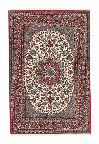 112X170 Tappeto Isfahan Ordito In Seta Orientale Rosso Scuro/Nero (Lana, Persia/Iran)