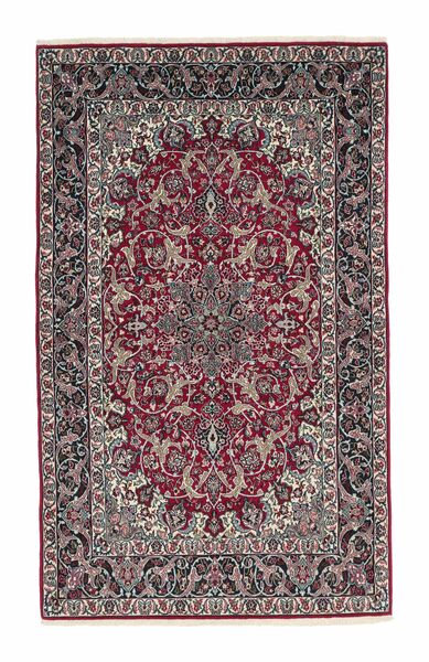  Isfahan Urdimbre De Seda Alfombra 110X178 Persa De Lana Negro/Marrón Pequeño