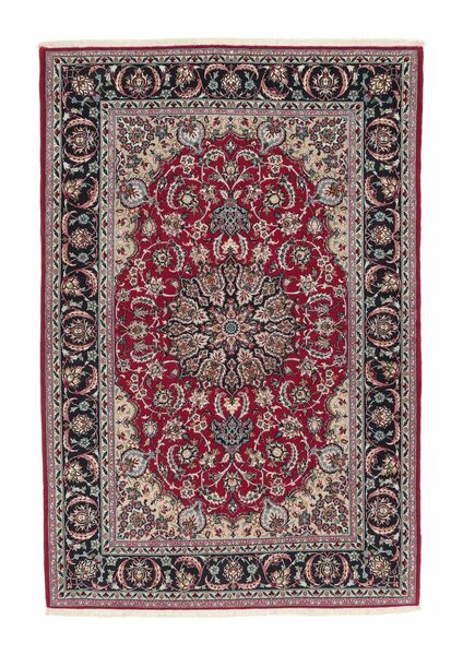  Isfahan Fio De Seda Tapete 109X165 Persa Lã Vermelho Escuro/Preto Pequeno