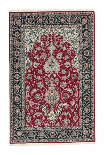  Isfahan Fio De Seda Tapete 108X164 Persa Lã Castanho/Preto Pequeno