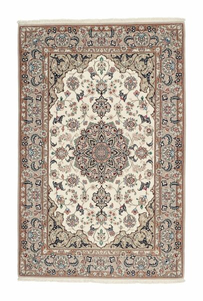 Isfahan Seidenkette Teppich 107X162 Braun/Beige Wolle, Persien/Iran