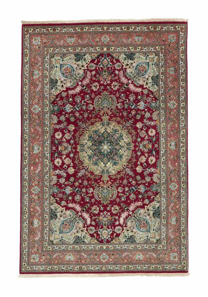  Tabriz 70 Raj Silk Warp Rug 100X150 Persian Wool Brown/Dark Red Small