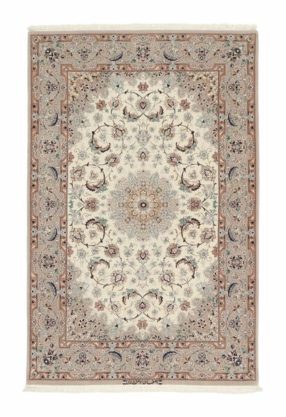 Isfahan Silk Warp Rug 110X168 Orange/Brown Wool, Persia/Iran