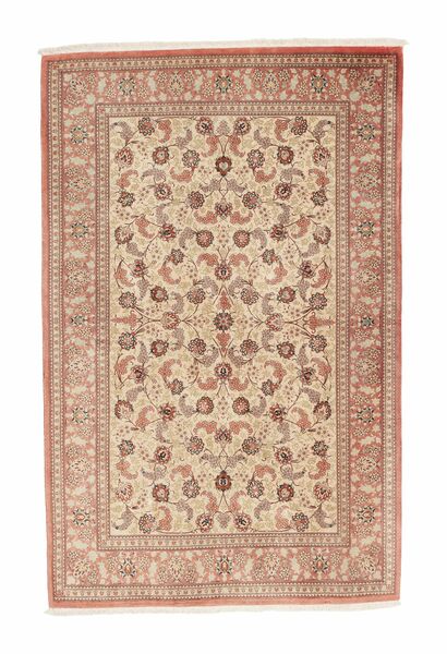  Qum Silke Teppe 103X160 Persisk Silketeppe Brun/Oransje Lite